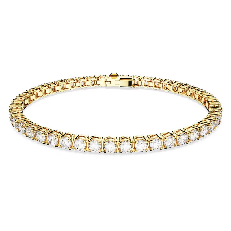 Swarovski Matrix Tennis Bracelet - Round Cut - White - Gold-Tone Plated - Large